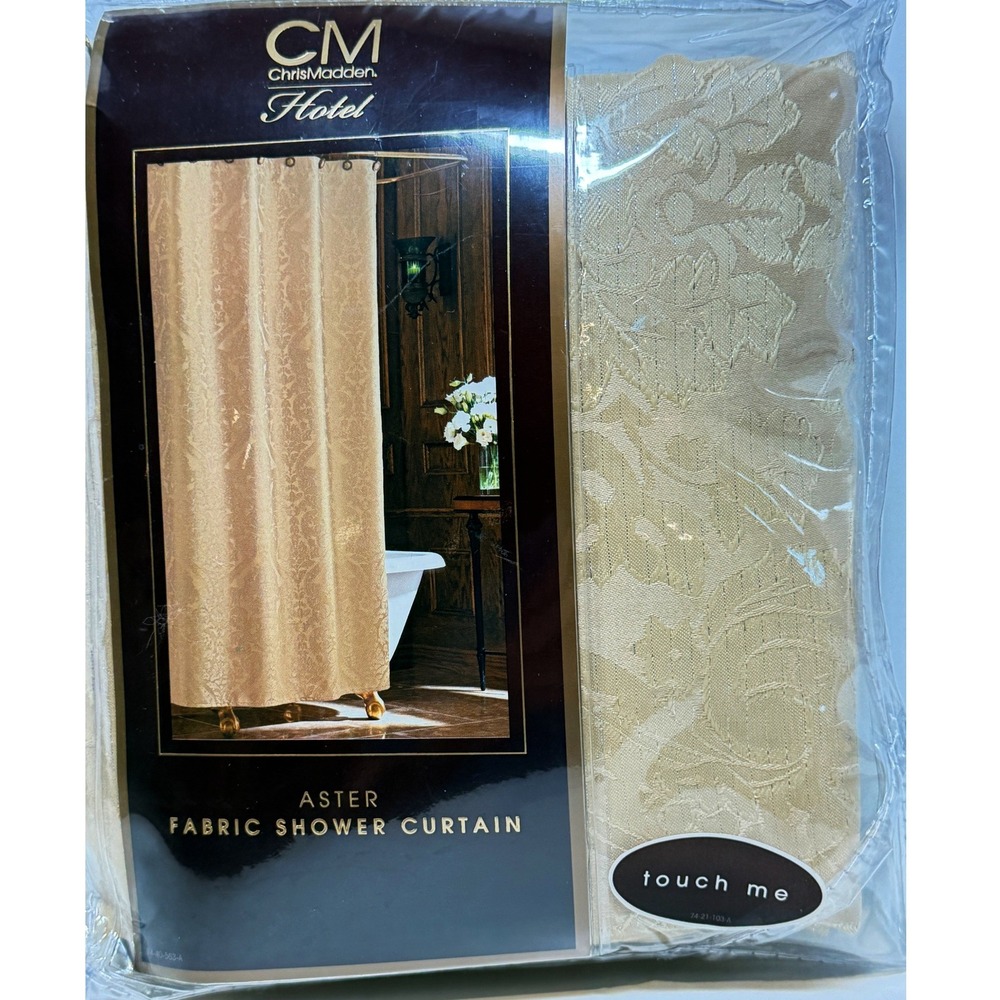 Chris Madden Hotel Aster Linen Beige Metallic Shower Curtain 72x72 New